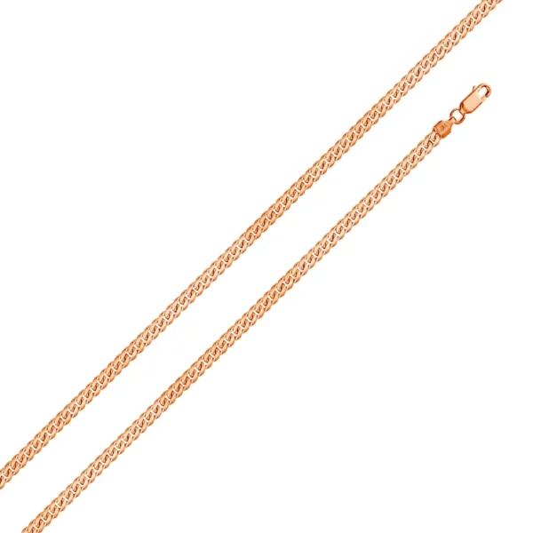 2.6mm Rose Gold Plated 925 Sterling Silver Miami Cuban Curb Chain