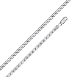 2.6mm Rhodium Plated 925 Sterling Silver Miami Cuban Link Chain