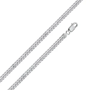 3.5mm Rhodium Plated 925 Sterling Silver Miami Cuban Link Chain