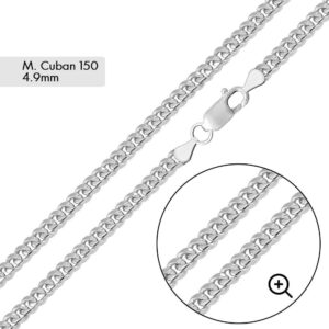 4.9mm Rhodium Plated 925 Sterling Silver Miami Cuban Link Chain Necklace or Bracelet