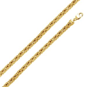 7.8mm Gold Plated Sterling Silver Hollow Byzantine Chain