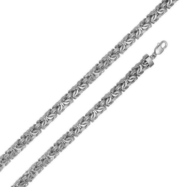 11.1mm Sterling Silver Anti-Tarnish Flat Byzantine Chain and Bracelet