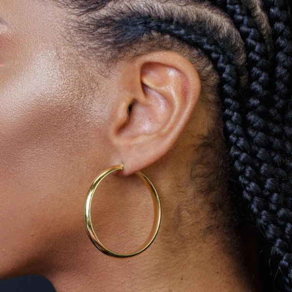 925 Sterling Silver Rounded Hoop Earrings - Image 4