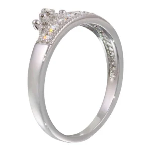 9.1mm Rhodium Plated 925 Sterling Silver and CZ Tiara Ring