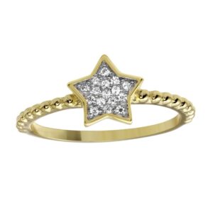 8.3mm x 7.8mm Yellow Gold Plated 925 Sterling Silver and CZ Small Star Ring