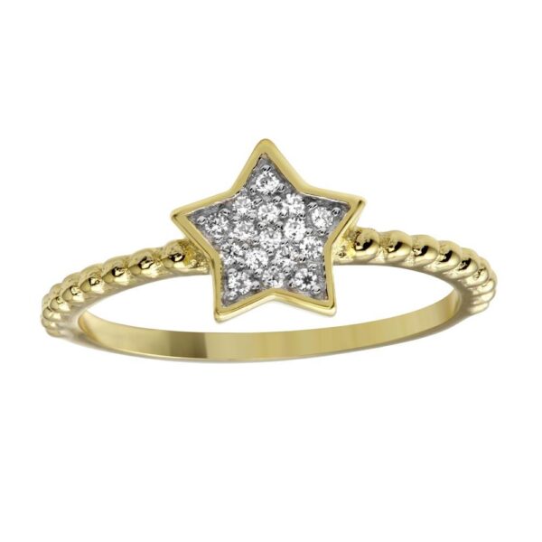 8.3mm x 7.8mm Yellow Gold Plated 925 Sterling Silver and CZ Small Star Ring