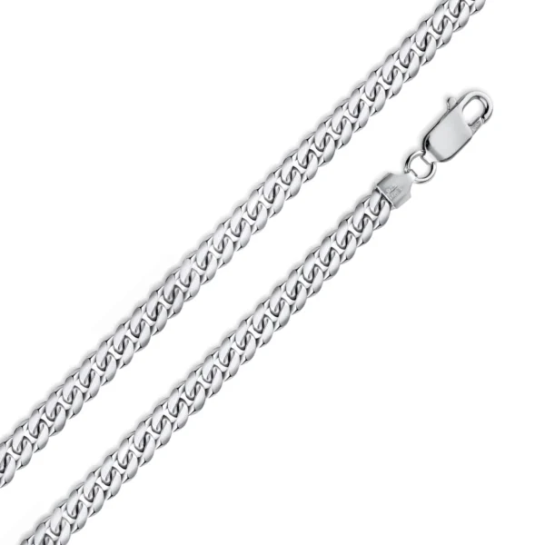 5.5mm Rhodium Plated 925 Sterling Silver Miami Cuban Curb Chain Necklace or Bracelet