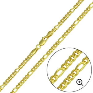 3.3mm Yellow Gold Plated 925 Sterling Silver Miami Curb Chain Necklace