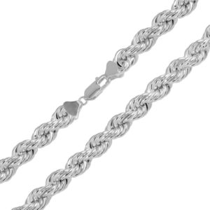 9.5mm High Polish 925 Sterling Silver Hollow Rope Chain Necklace