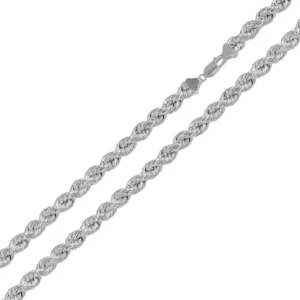 7.6mm Diamond Cut Hollow Rope Chain Necklace