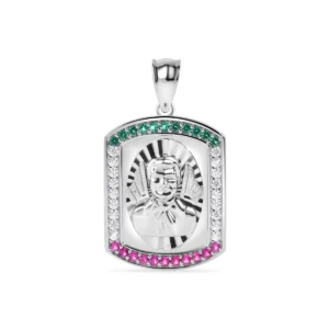 Rhodium Plated 925 Sterling Silver Malverde Pendant