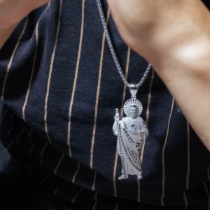Sandblasted 925 Sterling Silver Jesus Christ Pendant