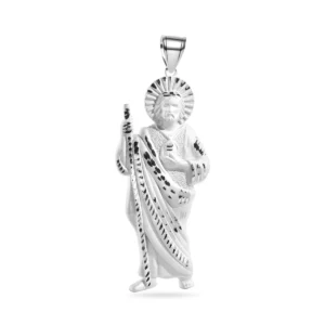 Sandblasted 925 Sterling Silver Jesus Christ Pendant