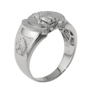 13.3mm Rhodium Plated 925 Sterling Silver Santa Muerte CZ Ring