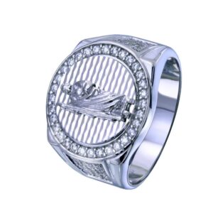 16.6mm Rhodium Plated 925 Sterling Silver Saint Jude CZ Ring