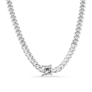 7.4mm 925 Sterling Silver Miami Cuban Link Chain Bracelet or Necklace with Box Lock