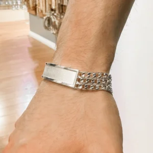 Three Strand Engravable Curb Link ID Bracelet