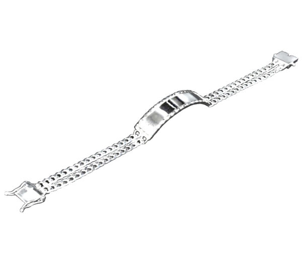 Engravable Two Strand Curb Link Textured Border ID Bracelet