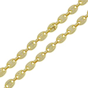 11.8mm CZ Encrusted Oval Link Chain Necklace or Bracelet