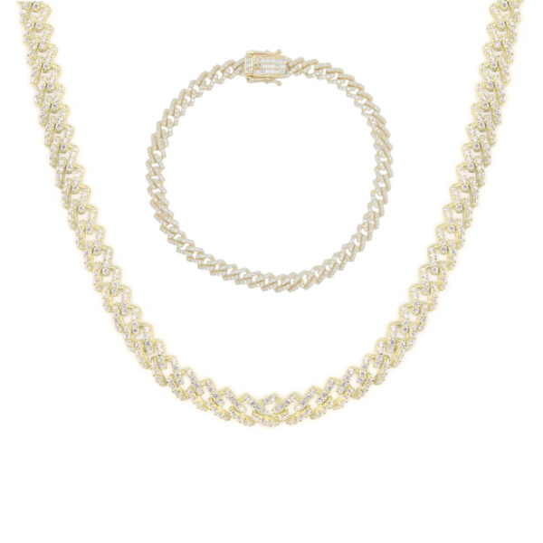5.5mm Yellow Gold Plated CZ Encrusted Monaco Necklace or Bracelet