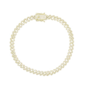 5.5mm Yellow Gold Plated CZ Encrusted Monaco Necklace or Bracelet