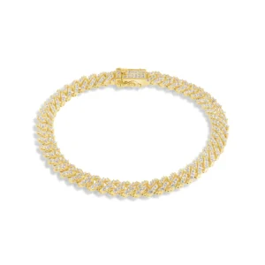 6.6mm Yellow Gold Plated CZ Encrusted Monaco Bracelet