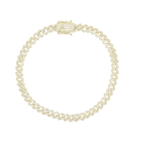 5.5mm Yellow Gold Plated CZ Encrusted Monaco Necklace or Bracelet - Image 2
