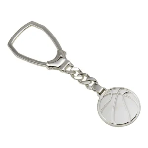 Rhodium Plated 925 Sterling Silver Basketball Keychain