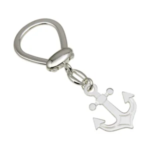 Rhodium Plated 925 Sterling Silver Anchor Keychain