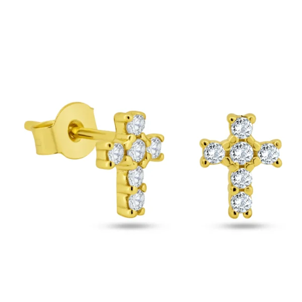 CZ Cross Stud Earrings - Image 2