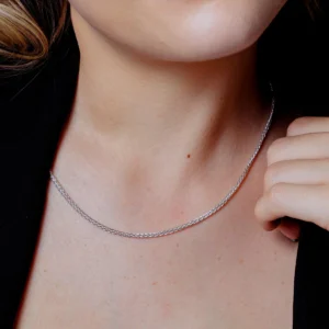 2.1mm High Polish 925 Sterling Silver Wheat Chain Necklace