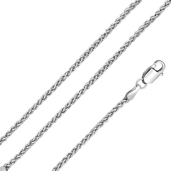 2.5mm High Polish 925 Sterling Silver Wheat Chain Necklace