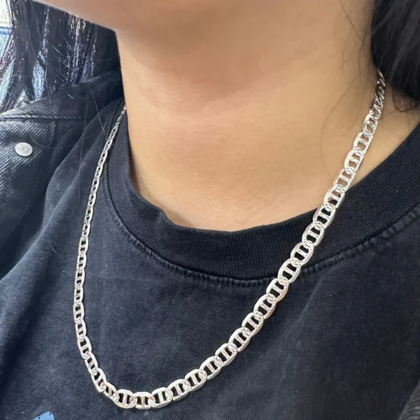 4.4mm Flat Marina 1 Sided Diamond Cut Chain Necklace - Image 2