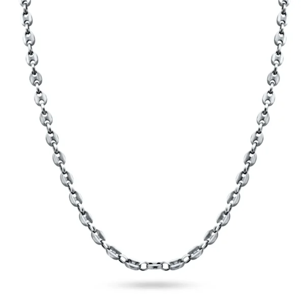 4.3mm Gun Metal Plated 925 Sterling Silver Marina Chain Necklace