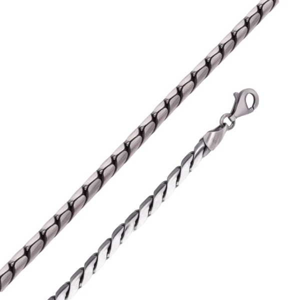 3.7mm Gun Metal Plated 925 Sterling Silver Battuta Rope Chain Necklace or Bracelet