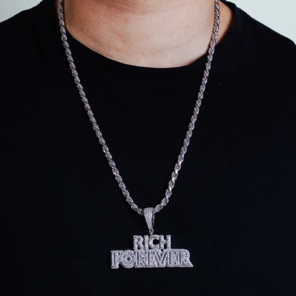 RICH FOREVER Rhodium Plated 925 Sterling Silver and CZ Pendant - Image 2