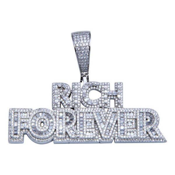 RICH FOREVER Rhodium Plated 925 Sterling Silver and CZ Pendant