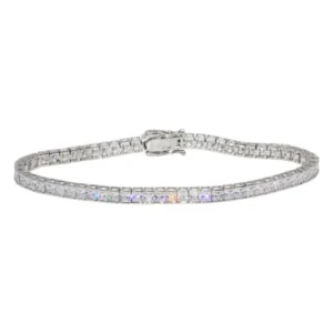 Rhodium Plated 925 Sterling Silver Clear CZ Tennis Bracelet