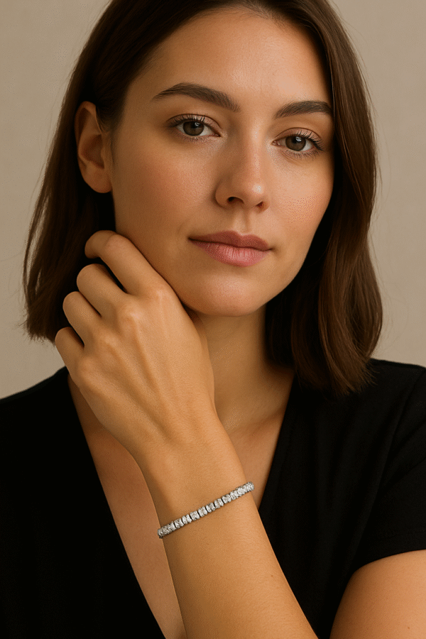 Rhodium Plated 925 Sterling Silver Clear CZ Tennis Bracelet - Image 2